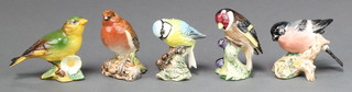 5 Beswick birds - Bullfinch 1042 3", Chaffinch 2105 3", Bluetit 992 2 3/4", Chaffinch 2273 3" and Robin 980 3" 