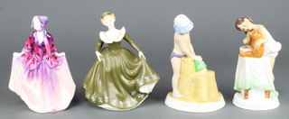 4 Royal Doulton figures - Childhood Days  Just One More HN2980 7", Childhood Days And One For You HN2970 7", Sweet Anne HN1496 7 1/2" and Geraldine HN2348 7" 