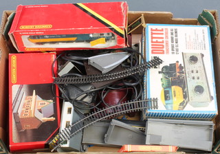 A H & M Duette transformer controller and a Hornby R069 HST power/dummer power car, various station and platform accessories etc