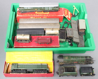 A Hornby Dublo diesel headed locomotive R.357 AIA-Diesel boxed, a Hornby Dublo 2230 Bobo diesel locomotive boxed, a locomotive and tender Princess Elizabeth and a small quantity of rolling stock etc 