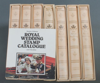 4 Stanley Gibbons Royal Wedding of HRH Prince Charles and Lady Diana Spencer albums of Commonwealth stamps and 3 ditto empty albums and a Stanley Gibbons Royal Wedding collection catalogue