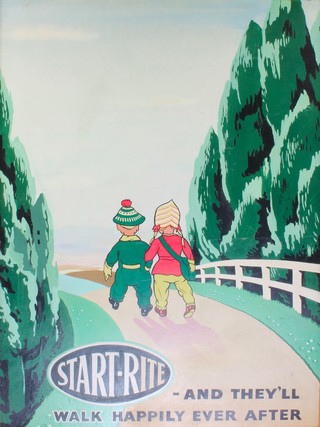 An advertising print for Start-Rite "Start-Rite and You'll Walk Happily Ever After" 42" x 31 1/2" 