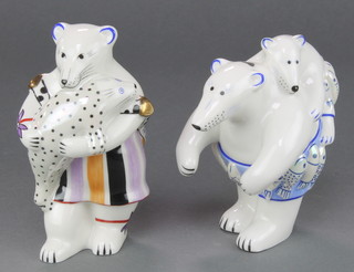 2 Villeroy & Boch figures of polar bear with cub and seal 5" 