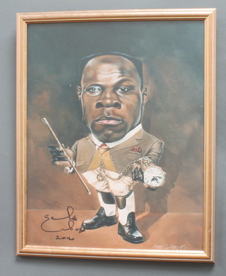 Autograph, Chris Eubank a signed caricature with letter of authentication 19 1/2" x 15 1/2"