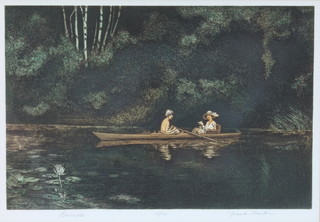 Frank Martin, limited edition print 65/100 signed in pencil, ladys  in a boat, 13" x 18 1/2" 