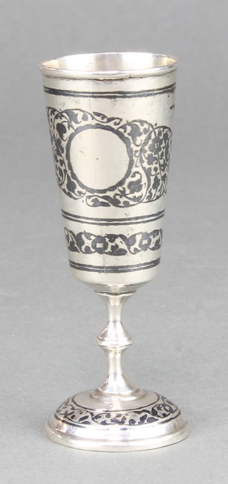 A Russian silver niello kiddish cup 3 1/2" 44 grams 