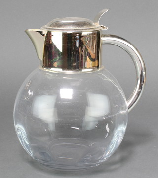 A silver plated mounted spherical glass lemonade jug 11" 