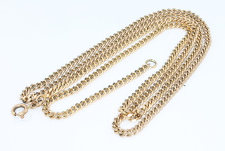 A 9ct yellow gold flat link necklace 16 grams, 27 1/2" 