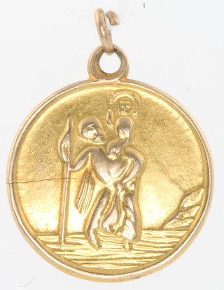 A 9ct yellow gold St Christopher pendant 2.4 grams 