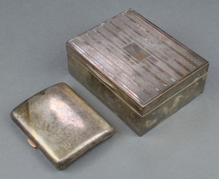 A rectangular silver cigarette box London 1926 4 1/2" x 3 1/2", a silver cigarette case, gross 230 grams