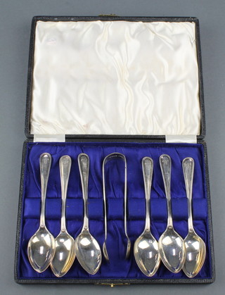 A set of 6 silver teaspoons and nips, Glasgow 1921, 168 grams 