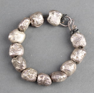 A silver nugget bracelet 118 grams 