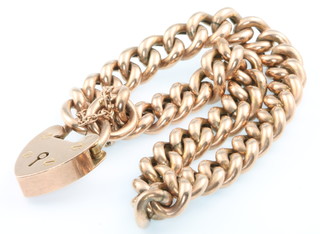 A 9ct rose gold bracelet with padlock 13.9 grams 