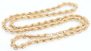 A 9ct yellow gold rope twist necklace 15 grams, 24" 
