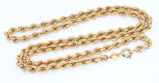 A 9ct yellow gold rope twist necklace 14 grams, 19 1/2" long 