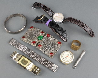 A silver bangle, minor watches etc