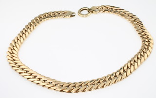 A 9ct yellow gold flat link necklace 55.8 grams, 16" 