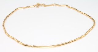 A 9ct yellow gold flat link necklace, 15.1 grams, 15" 