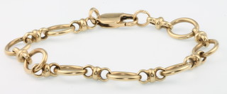 A 9ct yellow gold fancy link bracelet, 14.9 grams, 6 1/2" 