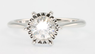 An 18ct white gold single stone diamond ring approx. 0.72ct, colour H, clarity SI, size L 