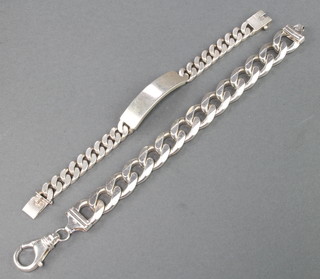2 gentleman's flat link silver bracelets, 167 grams 
