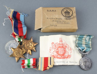 A Second World War group to S T A Frogley comprising 1939-45 Africa Star with 8th Army Bar, Italy Star and War medal with original posting box together with a French Colonial medal 