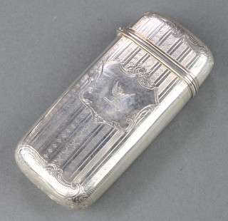 A Victorian engine turned silver cigar case bearing a makers mark NM, 4 3/4", 88 grams 