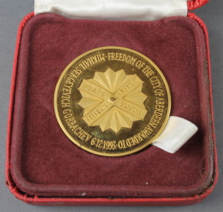 A commemorative medallion "Freedom of the City of Aberdeen" awarded to Mikhail Gorbachev 6.12.1993 