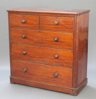 A Victorian mahogany D shaped chest of 2 short and 3 long drawers with tore handles 47"h x 46"w x 19"d 