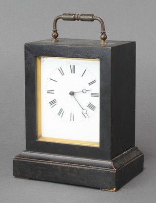VAP Brevete, a19th Century French timepiece with enamelled dial and Roman numerals contained in an ebonised case 