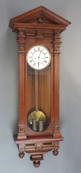 Lenzkich, a Vienna style striking regulator with 7" enamelled dial and Roman numerals contained in an oak case 