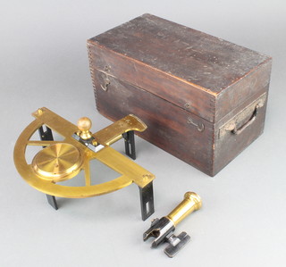 W H Harding of 40 Hatton Gardens, a 19th Century brass graphometer contained in a mahogany case 