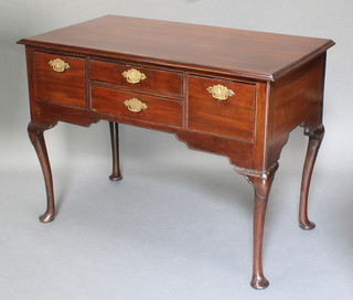 A Georgian mahogany low boy/side table fitted 2 long and 2 short drawers, raised on cabriole supports 31"h x 32"w x 24"d 