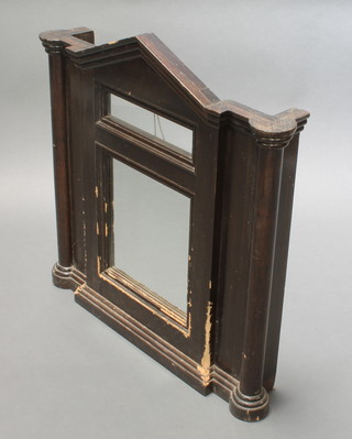 A rectangular kiosk hatch  contained in a mahogany frame with pediment and columns to the sides 28" x 27" 