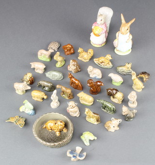 Two Beswick Beatrix Potter figures - Mrs Flopsy Bunny 4" and Goody Tiptoes 3 1/2" together with a small collection of Wade Whimsies Wild Animal series etc 
