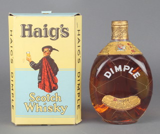 A bottle of Haig's Dimple whisky with box together with a Czechoslovakian painted decanter 12"