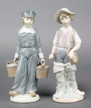 A Lladro figure  Dutch boy water carrier 4811 8 1/2", a ditto of a fisher boy 8 1/2" 