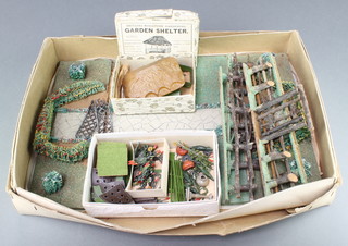 A Britains No.28 MG model garden shelter boxed and a 1930's garden layout 