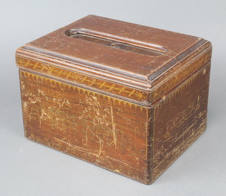 A 19th Century rectangular painted mahogany trinket box marked Aurephone with hinged lid 8 1/2" x 12" x 10" 