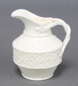 A Belleek basket weave jug with black mark 4" 