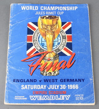 A 1966 football World Cup Championship Jules Rimet Cup Final programme ,England v West Germany, Saturday 30 July 1966, at the Empire Stadium Wembley
