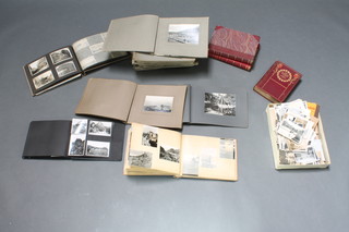 Volumes 1 and 2 "British Ballads" and 20 various 1920's and later black and white holiday photograph albums - Majorca and Switzerland 1927, Morocco 1930, Walking in the Pennines 1926, Cork Ireland Easter 1929, Along The Rhine 1927, Tar Valley 1929, Venice, Wengen Black Forest etc, etc, and a collection of miscellaneous black and white photographs 