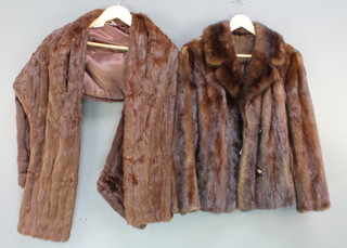 Two brown mink stoles 