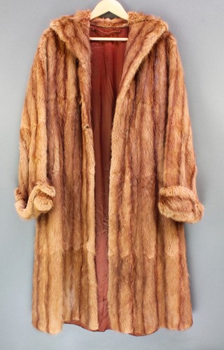 A lady's light mink full length fur coat 