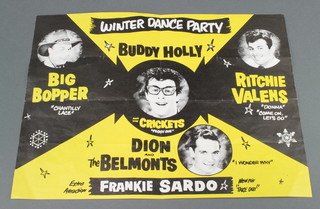A flyer/poster for The Surf Ballroom Winter Dance Party Monday February 2nd 1959 Clear Lake Iowa with Buddy Holly, Dion and The Belmonts 9 1/2" x 4" 