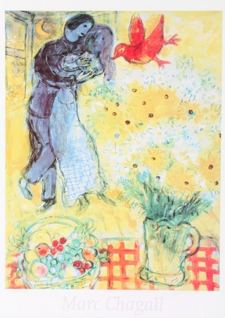 Marc Chagall, print "Les Amoureux" 16 1/2" x 12 1/2" 