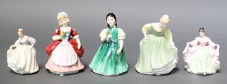 Five Royal Doulton figures - Valerie HN2107 5", Fair Maiden HN2211 5", Francine HN2422 5", Sara HN3219 4" and Fair Lady HN3216 3 1/2" 