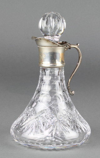 A silver mounted spirit decanter and stopper Birmingham 1989 7" 