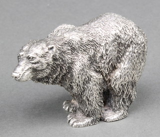 A filled 925 figure of a standing brown bear 2" 