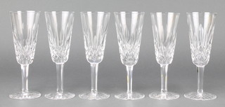 Six Waterford Crystal tapered champagnes